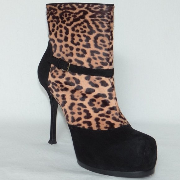 Saint Laurent Leopard Print Ankle Boots - Picture 5 of 7